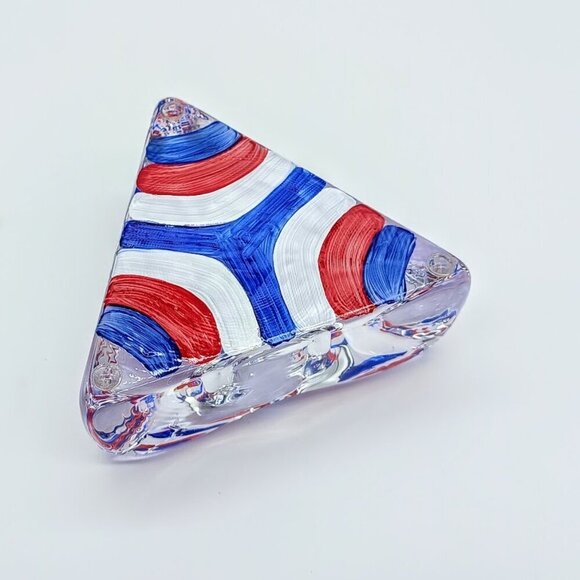 Kosta Boda Ulrica Hydman Vallien Hand-Painted Triangle Art Glass Candle Holder - Picture 3 of 7